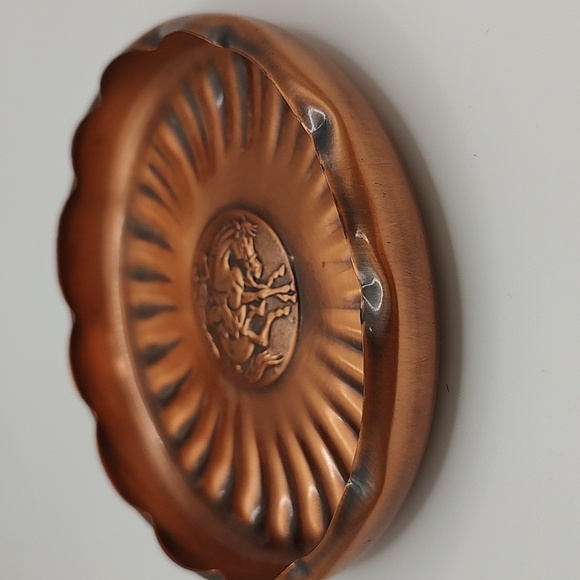 Vintage Gregorian Copper Decorative Plate Trinket Dish Embossed Bronco Design - Picture 3 of 6